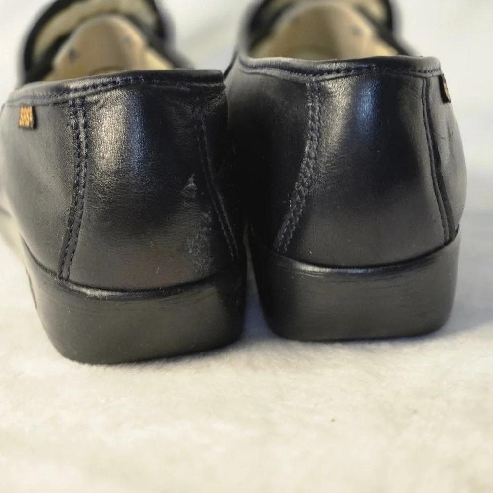SAS Womens Penny Loafers Navy Blue Leather Comfort Walking Shoes Handcrafted